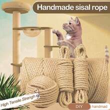 50m 6mm Thick Durable Sisal Rope, DIY Handcraft, Pet Climbing Frame, Gardening Decor, Furniture Protection - Camel - View 5