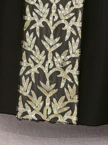 Young Girls' Long Sleeve Sequin Embroidered Mesh Elastic Elegant Holiday Party Princess Dress, Suitable For Formal Dinners And Family Gatherings, Fabric And Pattern Randomly Cut, Headband Not Included - Black - View 9