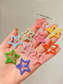 60pcs/Set Y2K Colorful Drip Oil Star Hair Clips, Multicolor Star Shaped Design, Satisfy Various Matching Needs, Add Cute And Vibrant Touches To Hairstyles - Suitable For Girls And Women, Daily, Weekend Outings, Birthday Parties, Easily Enhance Your Look And Create A Sweet, Adorable Image, Hair Claws, Hair Slide, Hair Barrettes, Hair Accessories - Multicolor - View 4
