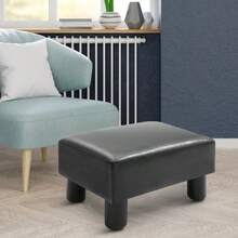 Ottoman/Bench Made Of Black Faux Leather, 40x30x24cm, Stylish And Comfortable For Living Room And Hallway.