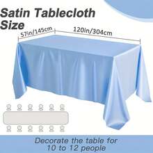 1 块浅蓝色涤纶矩形桌布 - 光滑面料，适合聚会、节日晚宴、婚礼和宴会、派对桌布 | 优雅的餐桌装饰 | 光面饰面 - 淺藍色 - 查看 5