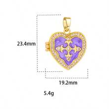 1pc Fashionable Heart Shaped Pendant, DIY Pendant, Niche Design High-End Creative Colorful Enamel Photo Box Copper Gold-Plated Necklace Pendant For Women