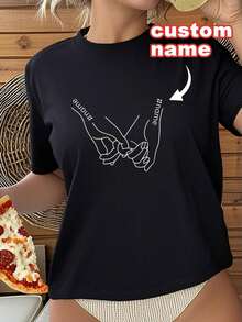 Customized Photo T-Shirt, Add Your Favorite Photo And Text (Girlfriend Photo/Couple Photo/Family Photo/Selfie/Pet Photo/Friend Photo),Vacay Vibe Au - Black - View 2