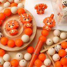 6/30pcs 3D Dinosaur Series Silicone Bead Set, 15mm Silicone Round Beads, Polygon Silicone Beads, Colorful Tyrannosaurus Rex & Triceratops Shaped Beads, Suitable For Pen Decor, Jewelry Making, Beading Crafts - Colorful Dinosaur Series - View 4