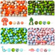 6/30pcs 3D Dinosaur Series Silicone Bead Set, 15mm Silicone Round Beads, Polygon Silicone Beads, Colorful Tyrannosaurus Rex & Triceratops Shaped Beads, Suitable For Pen Decor, Jewelry Making, Beading Crafts - Colorful Dinosaur Series - View 11