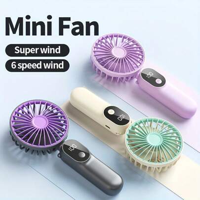 Fashionable Portable Handheld Fan, Adjustable Speed - USB Rechargeable, 1200mAh Lithium Battery, Digital Display - Ideal For Travel, Camping And Outdoor Activities - Perfect Gift For Men And Women, Portable Fan USB Fan