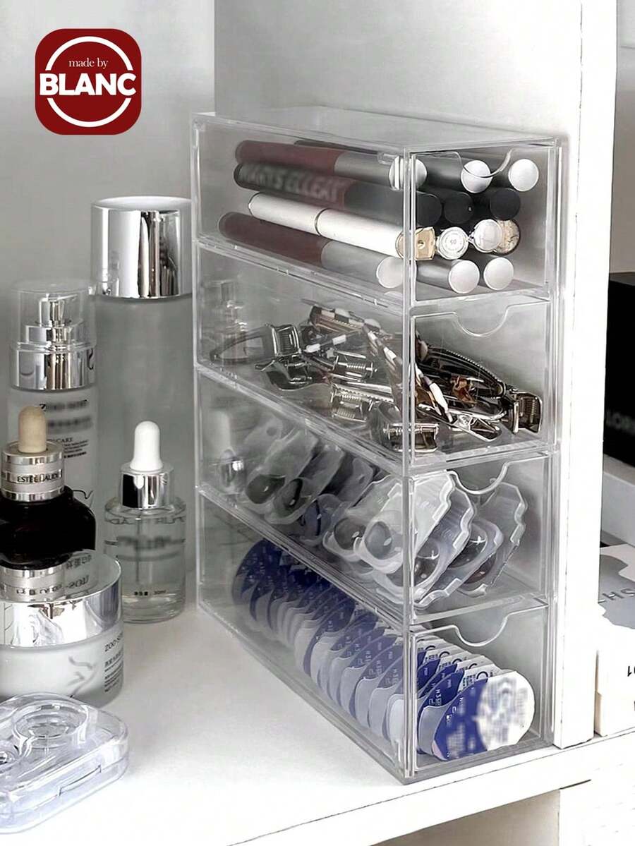 1pc Clear Multi-Layer Makeup Storage Box,For Holiday Beach, Bathroom Collection, Bedroom Collection, Large Capacity