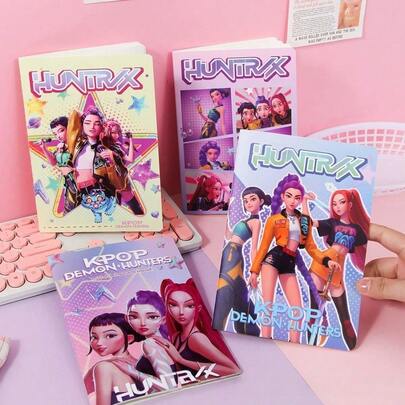 KpopDemonHunte A5 Grid Notebook, Cartoon Design For Students, Soft Cover, Suitable For Writing, Note-Taking, Mini Diary, Drawing And Marking. Ideal As Birthday Gift, Graduation Gift, Business Gift, High-End Fountain Pen Gift, Engraving Service, Collectible, Limited Edition, Collaboration Design, Note-Taking, Back To School And Exam Season