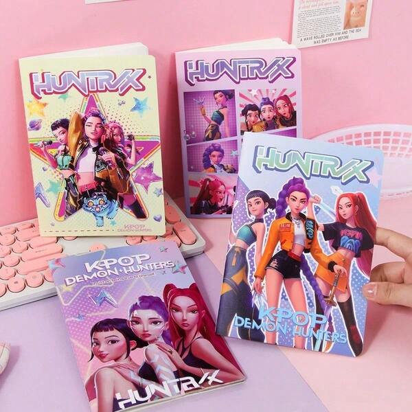 KpopDemonHunte A5 Grid Notebook, Cartoon Design For Students, Soft Cover, Suitable For Writing, Note-Taking, Mini Diary, Drawing And Marking. Ideal As Birthday Gift, Graduation Gift, Business Gift, High-End Fountain Pen Gift, Engraving Service, Collectible, Limited Edition, Collaboration Design, Note-Taking, Back To School And Exam Season