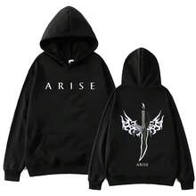 Anime Solo Leveling Hip Hop Men's/Women's Hoodie Retro Gothic Pattern Sportswear Manga Solo Leveling Casual Hoodie Fan Gift - Black - View 7