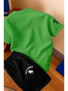 Men's T-Shirt And Shorts Set - New Summer Collection - Modern - Premium Cotton - Kacang pistachio - View 2