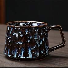 1个陶瓷拿铁咖啡杯，高品质可爱情侣水杯，个性化牛奶麦芽早餐杯，创意220毫升办公杯（窑烧颜色可能略有不同，敬请谅解） - 彩色 - 查看 13