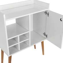 Retro Buffet Sideboard With Spindle Legs, Door And Shelves, For Living Room, Office, Or Coffee Corner - trắng - Xem 4