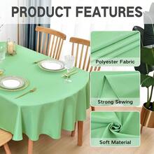[Free Shipping]Oval Tablecloth 52x70 Inch Polyester Fabric Table Cloth Solid Sage Green Heavy Duty Table Cover Washable For Dinning Kitchen Home Party - Sage70inchx52inchOval - View 5