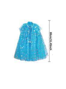 Blue Snowflake Pattern Cartoon Anime Ice Princess Cloak Cape Cosplay Princess Cape Costume Accessory, Birthday Ball Party Outfit Prop - Sky Blue - View 3