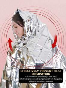 1pc Made With Reflective Mylar Material, It Traps Up To 90% Of Your Body Heat-Critical For Staying Warm In Cold Outdoor Emergencies (Camping, Hiking, Or Unexpected Weather Drops). It Works In All Seasons, From Cool Spring Nights To Winter Adventures.