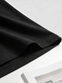 1pc Mens Clothes Common Sense Quote Print Black TShirt, Unisex Casual Crew Neck Tshirt, Plus Size Men's Clothing 5XL, Lightweight 180gsm Knit Fabric, Machine Washable, For Spring/Summer/Fall Valentine's Day, Easter, Thanksgiving - 黑色 - 查看 5