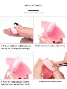 Pink Reusable Clay For Nail Display, Nail Glue Adhesive Clay, Professional Manicure Practice Tool - Apricot - View 6