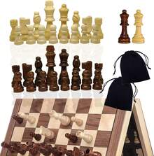 Juego de ajedrez magnético para viaje, tablero de ajedrez de madera magnético de 12 pulgadas con 2 reinas extra, tablero de ajedrez plegable para almacenamiento y juegos para adultos, juego de ajedrez vintage - Juegos de mesa familiares, Juegos educativos - Multicolor - Ver 10