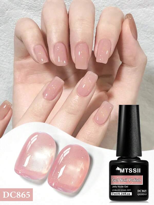 Mtssii 7ml ジェリーアイス トランスペアレント ヌード ジェルネイルポリッシュ ライトピンク ミルキーホワイト カラー シマー グリッター UVライト/LED硬化 ジェルワニッシュ ネイルサロン ネイルアート DIY ファッション ネイルデコレーション レディースギフト
