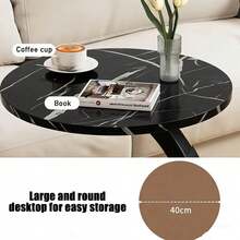 Mesa Auxiliar En Forma De C Para Sala, Mesas Laterales Redonda Para Sala, Mesita De Centro Mesita Auxiliar Minimalista Moderna, Para Sofás Y Camas, Espacio Pequeño, Dormitorio - Negro - Ver 6