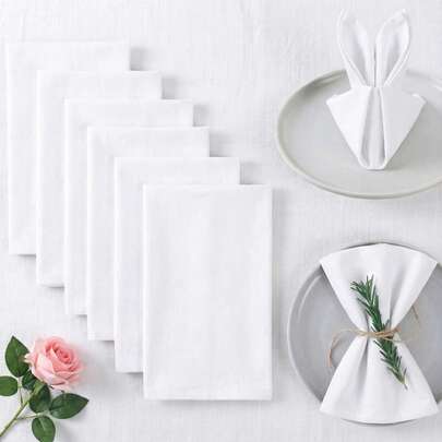 6 Pcs Washable Solid Color Napkins, 40*40 Cm/15.75*15.75 Inch, 100% Cotton, Soft Cloth Suitable For Outdoor Wedding Events, Bridal Parties, Sweet Parties, Dinners, Food Photography, Cocktail Parties, Hotel Glass Wiping Cloths, Kitchen Hand Towels