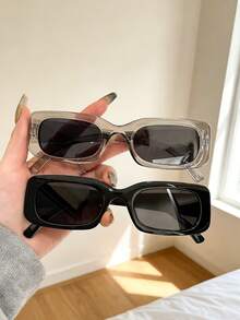 2副经典长方形休闲眼镜，复古优雅奢华高品质，时尚便携，适合所有脸型，适用于日常生活、户外、度假、驾驶、旅行、聚会、海滩、露营、徒步旅行、休闲、节日等场合。 - 彩色 - 查看 2