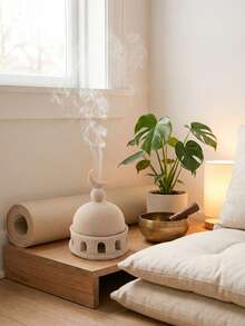 1个清真寺圆顶形树脂香炉，简约新月形装饰香炉，拱形镂空底座，适用于家居装饰、摆件、礼品、斋月用具、斋月用途、斋月礼物 - 彩色 - 查看 6