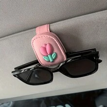 1 Tulip Flower Car Visor Glasses Clip, Fashion Sunglasses Magnetic Clip Bracket, Female Car Accessories Car Accessories-Holiday Gifts.