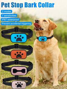 Automatic Dog Training Collar, Vibration & Ultrasonic Anti-Bark Control Device, USB Rechargeable Smart Collar For Dog Training, No Shock - Won't Harm Dogs, Adjustable Size Suitable For Small, Medium And Large Dogs, Charging Cable Included (No Adapter) - Multicolor - View 4