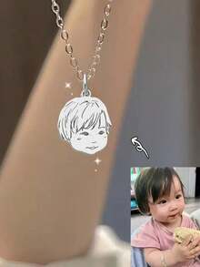 1pc Customized Minimalist Portrait Stainless Steel Commemorative Accessory, School Supplies, Back To School Gift