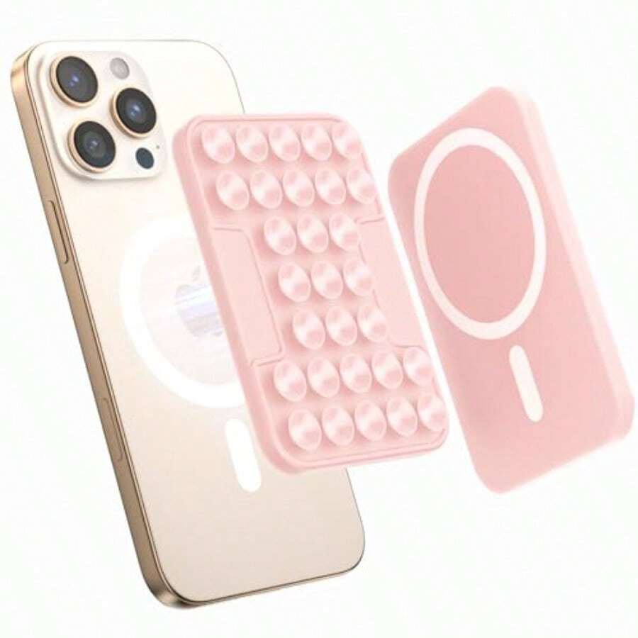 YQQ SUPERONE Magnetic Suction Phone Mount For Magsafe Case Silicone Octo Cup Buddy Sticky Phone Grip Holder For IPhone 17/16/15/14/13 Series Removable Hands-Free Selfie/Video For And -Pink2179 - 粉色 - 查看 1