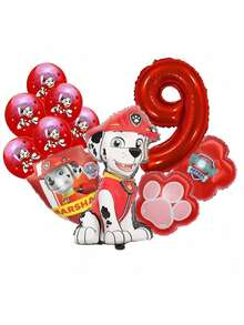 Paw Patrol 官方授权的汪汪队立大功红色狗狗数码乳胶铝膜气球生日派对装饰，生日快乐气球组合，完美生日礼物性别揭晓派对墙面装饰气球套装 - 彩色 - 查看 11
