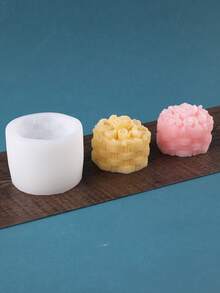 1个DIY情人节编织玫瑰蜡烛硅胶模具，手工皂、树脂、石膏装饰蜡烛模具，节日礼物 - 白色 - 查看 4