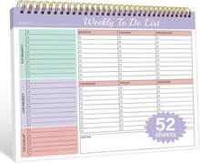 Weekly To Do List Notepad With 52 Undated Sheets(85"*11")- Weekly Desk Planner Pad With Spiral Binding For Women &Amp; Man, Office, School And Home Personal Organizer - Màu B - Xem 1