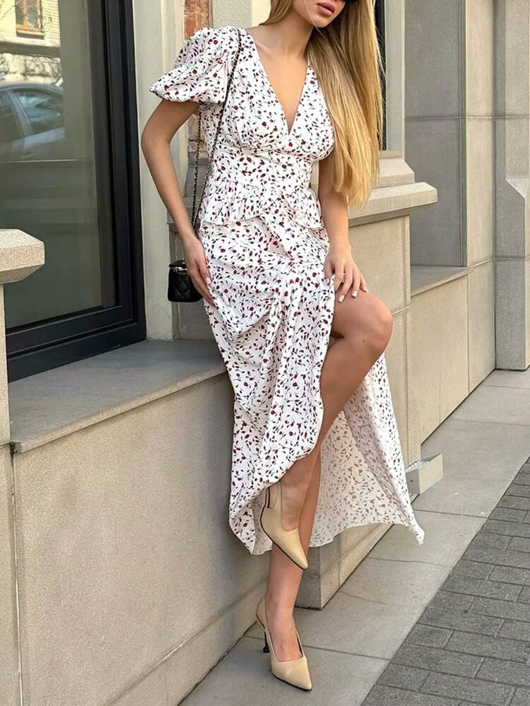 女士性感复古钩针编织长袖长款罩衫半透明度假连衣裙 - 彩色 - 查看 5