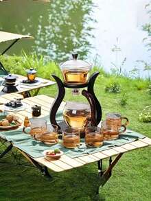 1 Teapot & 6 Magnetic Cups Premium Glass Tea Set With Semi-Automatic Magnetic Water-Filling Teapot, Elegant Gift Box Included - Multicolor - View 5