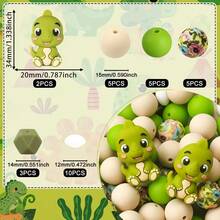 6/30pcs 3D Dinosaur Series Silicone Bead Set, 15mm Silicone Round Beads, Polygon Silicone Beads, Colorful Tyrannosaurus Rex & Triceratops Shaped Beads, Suitable For Pen Decor, Jewelry Making, Beading Crafts - Colorful Dinosaur Series - View 18