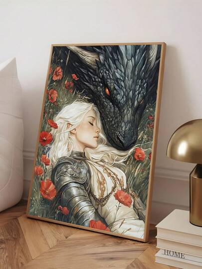 1pc Throne Of Glass Art Print, Abraxos And Manon Fantasy Wall Decor, Book Lover Gift, Mystical Bookish Home Decor, The Ideal Gift For Friends, Bedroom Art Print, Living Room Decor, Office Decor, Bathroom Decor, Wall Arts, Wall Decor, Home Decor, Room Decor, Canvas Wall Art, Posters, Wall Art With Frame, Optional Frame ﻿