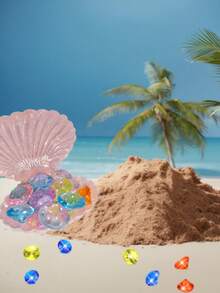 6pcs Diving Gemstone Pool Toys Colorful Diamond Set, With Large Treasure Chest Pirate Box Underwater Gem Diving Toss Toy Set, Swimming Training Gift Toys