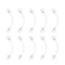 8-10pcs Clear Curved Barbells Retainer 16G Plastic Eyebrow Earring Lip Helix Tragus Rook Bars 6-12 Mm Labret Flexible Retainers Acrylic Bioflex Piercing - Clear - View 14