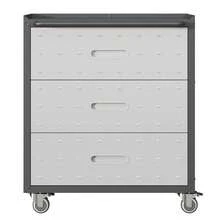 Heavy-Duty Metal Tool Cabinet With Wheels – 3-Drawer Tool Cabinet, 75 * 42 * 88 Cm, Black/Grey, For Garage, Office & Household - Grey - View 2