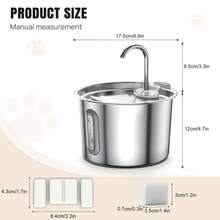 Vandise Cat Dog Water Bowl 2.2L, Circulating Fountain With Triple Filtration System, Ultra Quiet Pump And LED Indicator - 2.2L - View 8