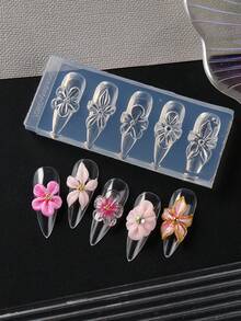 1 khuôn khắc silicon 3D hình mùa xuân duyên dáng, 5 khuôn dập nổi họa tiết hoa, khuôn dập móng nghệ thuật tự làm, dụng cụ và vật tư làm móng. - Trong sáng - Xem 7