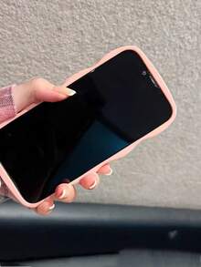 1pc Pink Wavy 3D Heart Ring Holder Set, Suitable For IPhone 13/12 Pro Max/11/XR/X/XS/8 Plus/7 Plus, Silicone Shockproof Protective Phone Case Cover