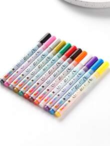 FULL BEAUTY 12 bút vẽ móng nghệ thuật graffiti khô nhanh, chống thấm nước, màu kim loại vàng, bạc, đen, trắng, hồng, bút vẽ móng nghệ thuật graffiti gel UV, thiết kế DIY, đường nét trừu tượng, dụng cụ làm móng acrylic, vật tư làm móng. - Nhiều màu - Xem 9