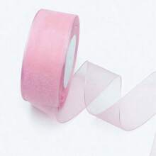 50码透明欧根纱丝带，宽度12-38毫米 - 非常适合DIY礼品包装、发饰、珠宝展示、鲜花包装、礼品包装、蝴蝶结、DIY派对装饰 - 粉色 - 查看 3
