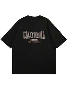 Camiseta de Manga Corta Holgada Casual Versátil con Estampado Divertido, para Vacaciones, Trabajo y Uso Diario - Negro 3 - Ver 3