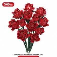546/585片玫瑰花积木套装 - 植物系列 DIY 人造花，适用于家居装饰，适合情人节、周年纪念日和生日 - 彩色 - 查看 12
