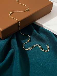 1pc 18K Gold Plated Stainless Steel Chain Anklet, Simple & Versatile For Daily Wear, Vacation, Beach - Gold - View 6